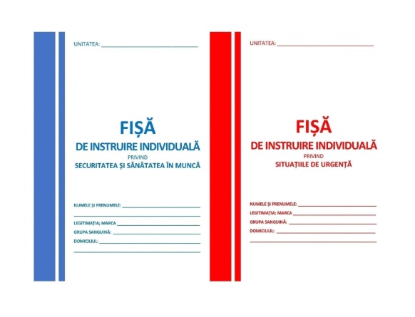 Două fișe de instruire individuală SSM și PSI, utilizate în procesele de instruire ale angajaților în România.